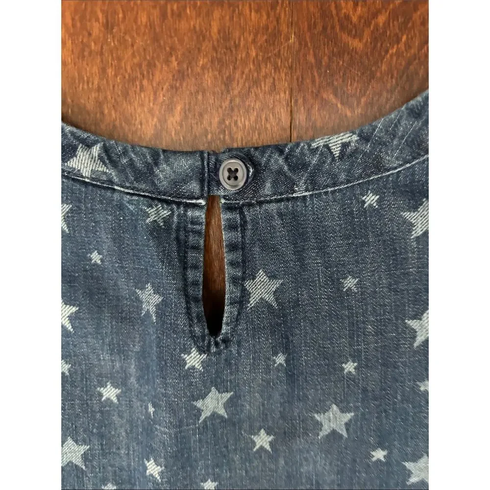 Gap Kids Star-Print Blue Denim Dress, Great 4th of July Summer Dress, Size Lg